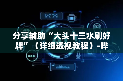 分享辅助“大头十三水刷好牌”（详细透视教程）-哔哩哔哩