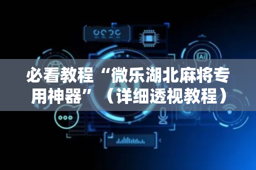 必看教程“微乐湖北麻将专用神器”（详细透视教程）-哔哩哔哩