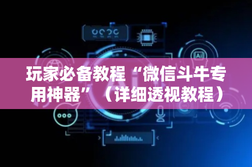 玩家必备教程“微信斗牛专用神器”（详细透视教程）-哔哩哔哩