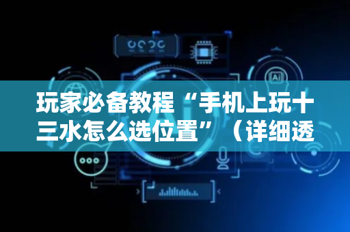 玩家必备教程“手机上玩十三水怎么选位置”（详细透视教程）-哔哩哔哩