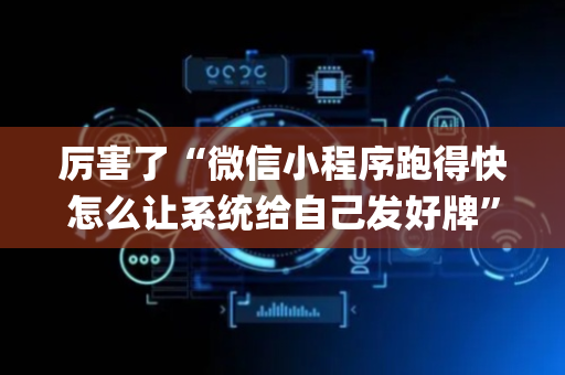 厉害了“微信小程序跑得快怎么让系统给自己发好牌”（开挂辅助器脚本)