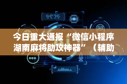 今日重大通报“微信小程序湖南麻将助攻神器”（辅助器插件)