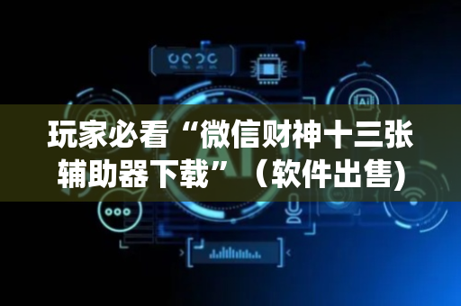 玩家必看“微信财神十三张辅助器下载”（软件出售)