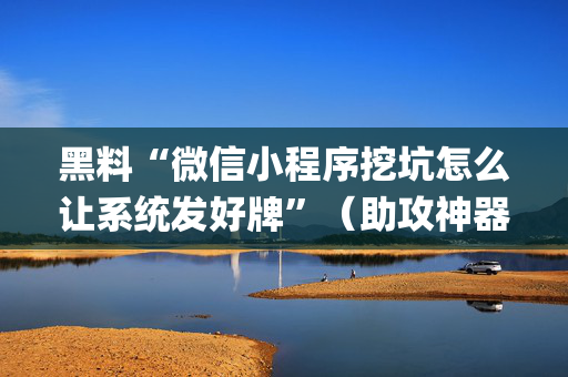 黑料“微信小程序挖坑怎么让系统发好牌”（助攻神器)