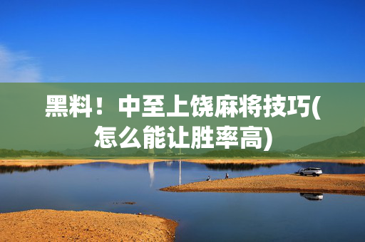 黑料！中至上饶麻将技巧(怎么能让胜率高)
