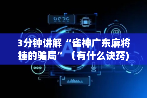 3分钟讲解“雀神广东麻将挂的骗局”（有什么诀窍)