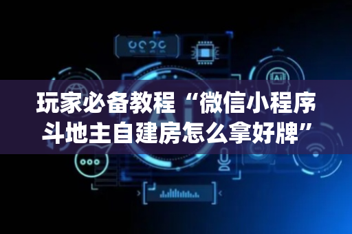 玩家必备教程“微信小程序斗地主自建房怎么拿好牌”（控牌神器)