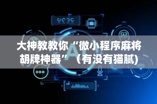 大神教教你“微小程序麻将胡牌神器”（有没有猫腻)