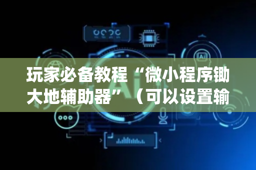 玩家必备教程“微小程序锄大地辅助器”（可以设置输赢吗)