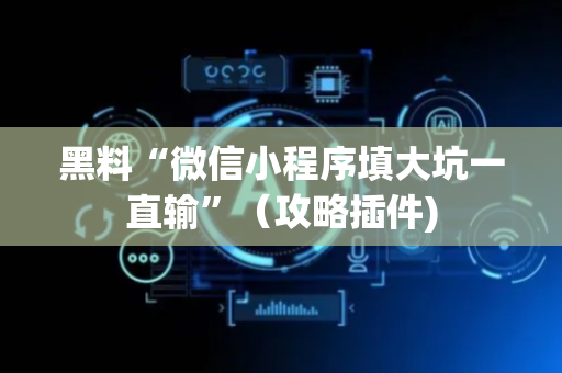 黑料“微信小程序填大坑一直输”（攻略插件)