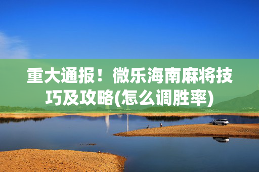 重大通报！微乐海南麻将技巧及攻略(怎么调胜率)