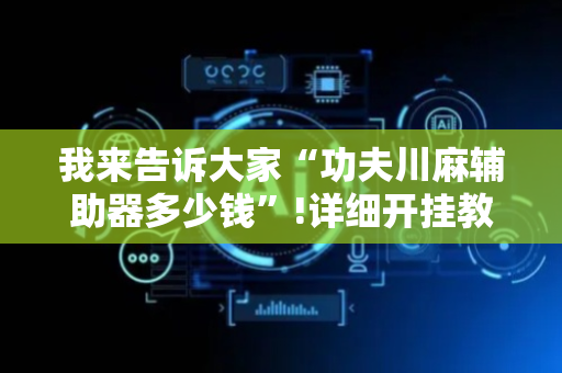 我来告诉大家“功夫川麻辅助器多少钱”!详细开挂教程-抖音