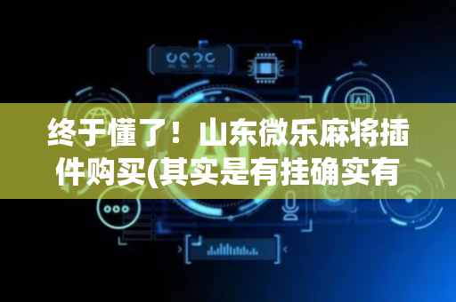 终于懂了！山东微乐麻将插件购买(其实是有挂确实有挂)