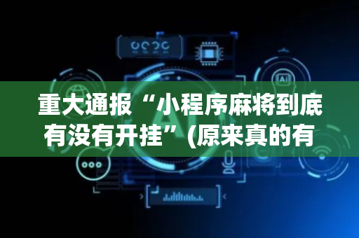 重大通报“小程序麻将到底有没有开挂”(原来真的有挂)-抖音