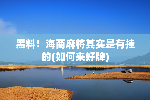 黑料！海商麻将其实是有挂的(如何来好牌)