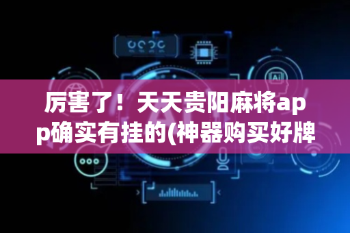厉害了！天天贵阳麻将app确实有挂的(神器购买好牌规律)