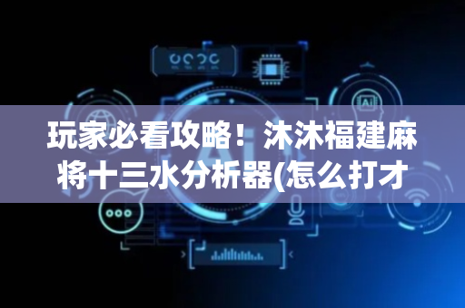 玩家必看攻略！沐沐福建麻将十三水分析器(怎么打才赢)