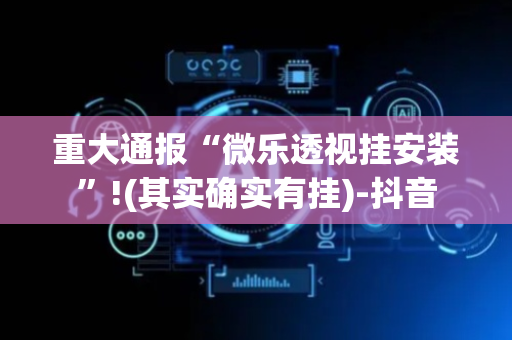 重大通报“微乐透视挂安装”!(其实确实有挂)-抖音