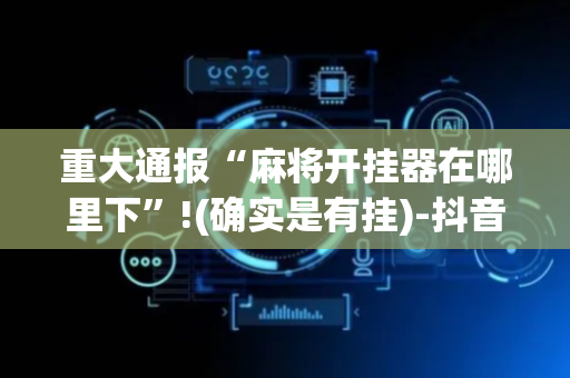 重大通报“麻将开挂器在哪里下”!(确实是有挂)-抖音