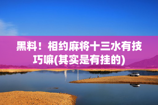 黑料！相约麻将十三水有技巧嘛(其实是有挂的)