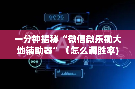 一分钟揭秘“微信微乐锄大地辅助器”（怎么调胜率)