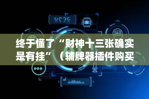 终于懂了“财神十三张确实是有挂”（辅牌器插件购买)