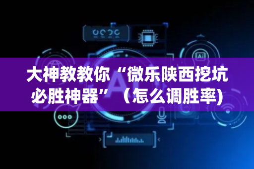 大神教教你“微乐陕西挖坑必胜神器”（怎么调胜率)