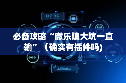 必备攻略“微乐填大坑一直输”（确实有插件吗)