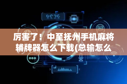 厉害了！中至抚州手机麻将辅牌器怎么下载(总输怎么回事)