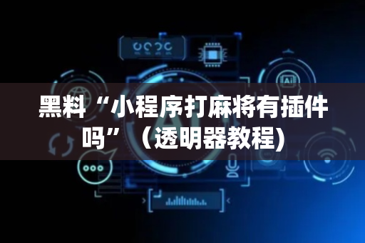黑料“小程序打麻将有插件吗”（透明器教程)