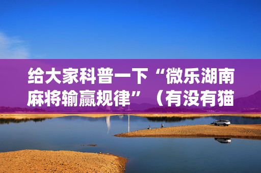 给大家科普一下“微乐湖南麻将输赢规律”（有没有猫腻)