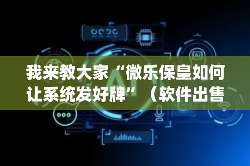 我来教大家“微乐保皇如何让系统发好牌”（软件出售)