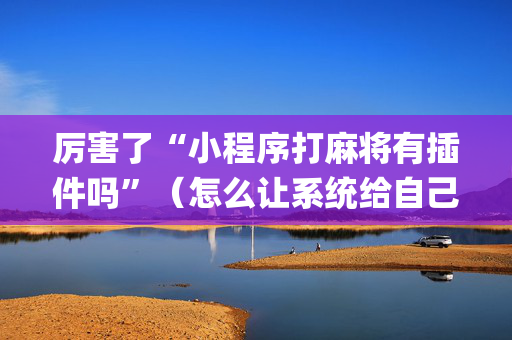 厉害了“小程序打麻将有插件吗”（怎么让系统给自己好牌)