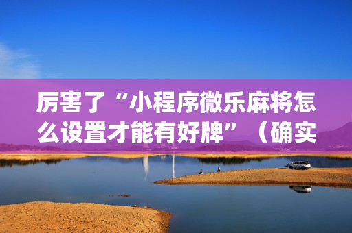 厉害了“小程序微乐麻将怎么设置才能有好牌”（确实有插件吗)