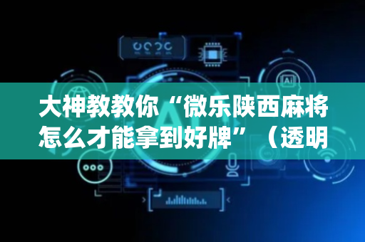 大神教教你“微乐陕西麻将怎么才能拿到好牌”（透明器教程)